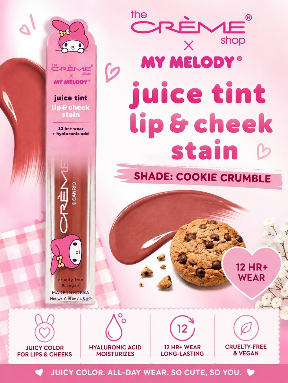 The Crème Shop x My Melody Juice Tint Lip & Cheek Stain In Cookie Crush